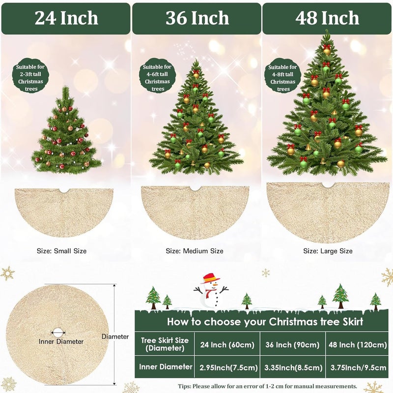 BCOOL Christmas Tree Skirt 24 Round Champagne Small Tree Skirt Sparkle Xmas Ornaments New Years Party Indoor Outdoor Decorations - Image 4
